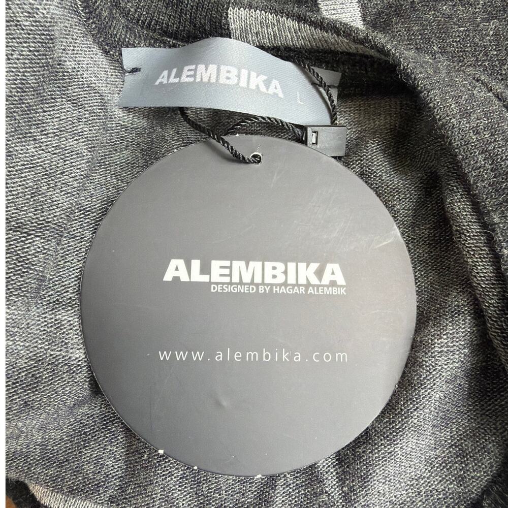 Alembika Striped Drop Shoulder Tunic Top Gray Brown Colorblock Israel L - Picture 6 of 8